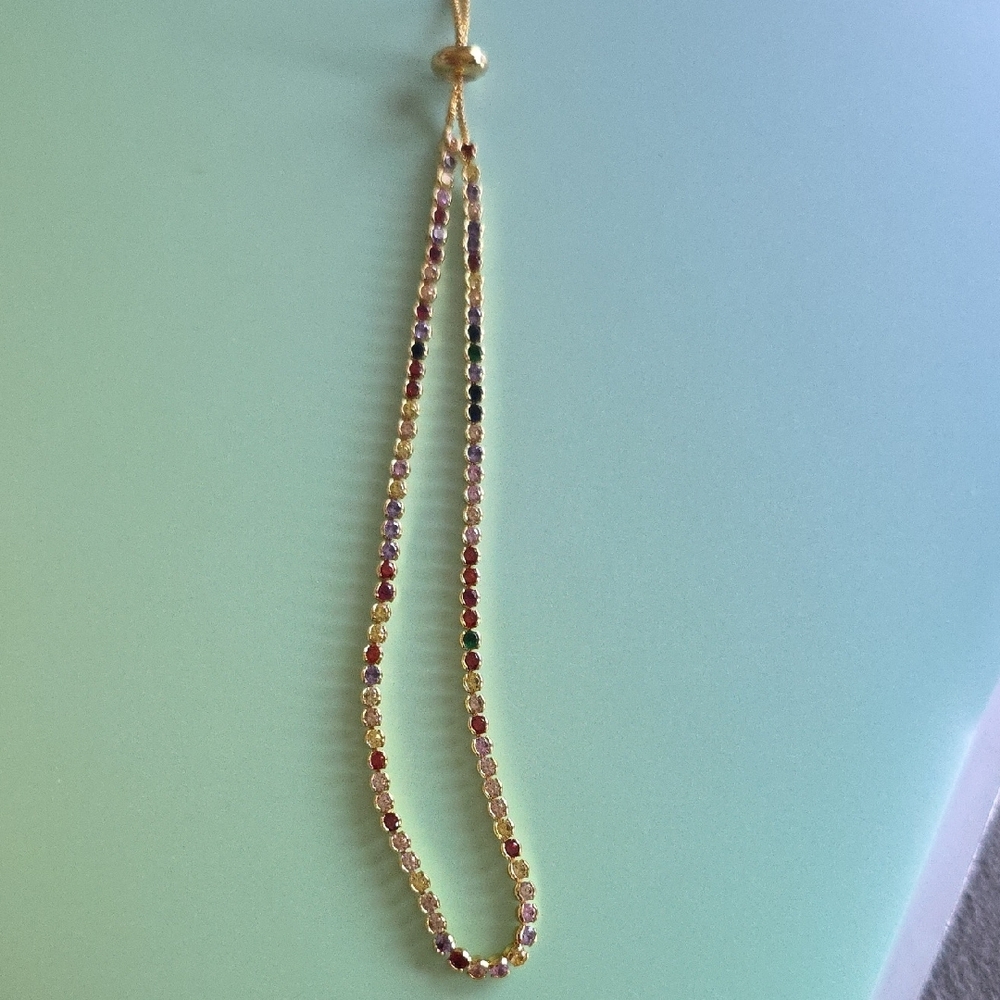 Multicolor Gold Tone Adjustable Choker Necklace Necklace
